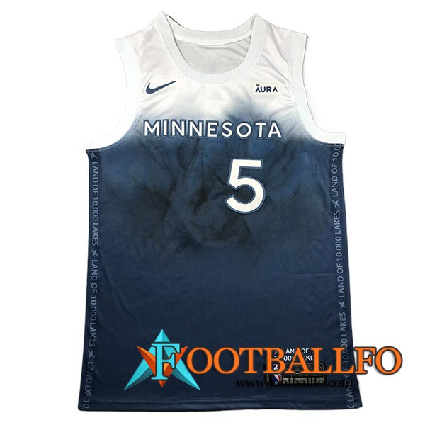 Camisetas Minnesota Timberwolves (EDWARDS #5) 2023/24 Negro/Azul -02