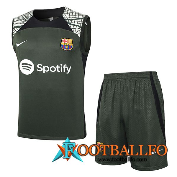 Camiseta Entrenamiento sin mangas + Cortos FC Barcelona Verde 2023/2024 -04