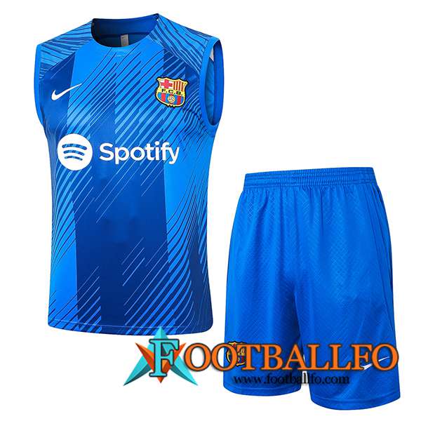 Camiseta Entrenamiento sin mangas + Cortos FC Barcelona Azul 2023/2024 -06