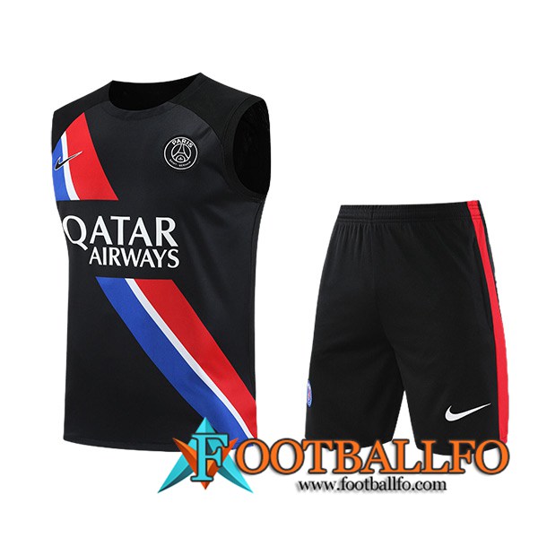 Camiseta Entrenamiento sin mangas + Cortos PSG Negro/Rojo/Azul 2023/2024