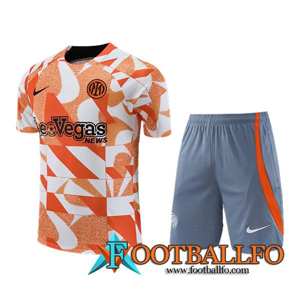 Camiseta Entrenamiento + Cortos Inter Milan Blanco/Naranja/Gris 2023/2024