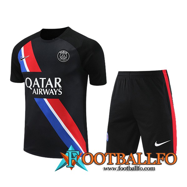 Camiseta Entrenamiento + Cortos PSG Negro/Rojo/Azul 2023/2024