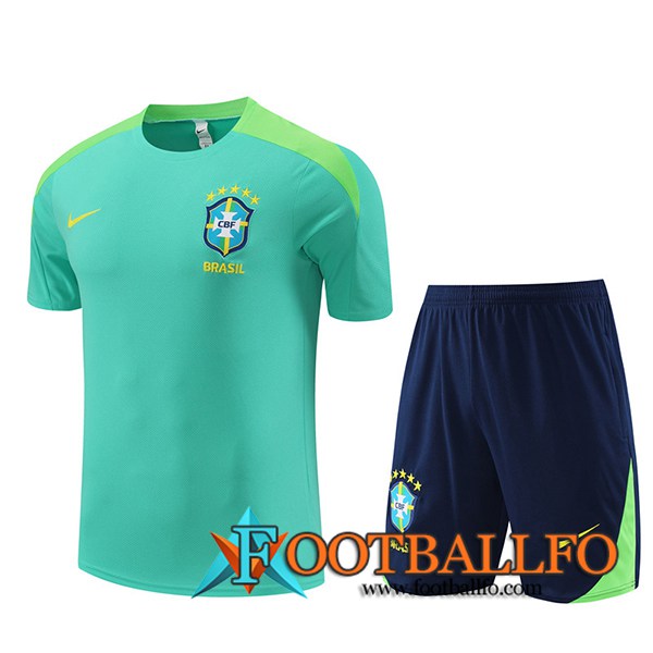 Camiseta Entrenamiento + Cortos Brasil Verde/Negro 2023/2024