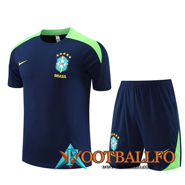 Camiseta Entrenamiento + Cortos Brasil Azul/Verde 2023/2024