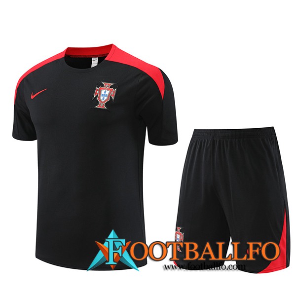 Camiseta Entrenamiento + Cortos Portugal Negro/Rojo 2023/2024