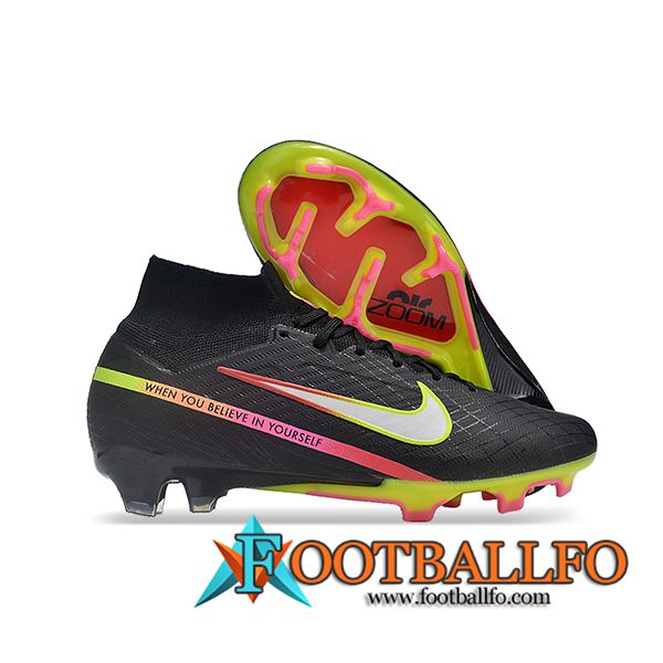 Nike Botas De Fútbol Zoom Superfly 9 Elite MR FG Negro/Verde/Rosa