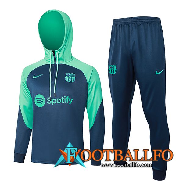 Chaqueta Con Capucha Chandal FC Barcelona Azul/Verde 2023/2024