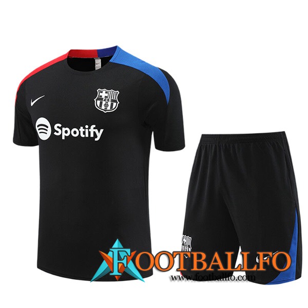 Camiseta Entrenamiento + Cortos FC Barcelona Ninos Negro/Rojo/Azul 2023/2024