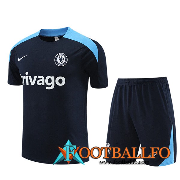 Camiseta Entrenamiento + Cortos FC Chelsea Ninos Negro/Azul 2023/2024