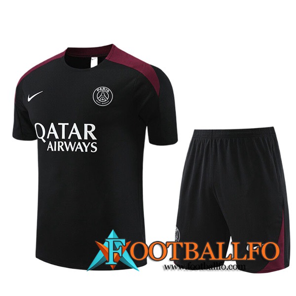 Camiseta Entrenamiento + Cortos PSG Ninos Negro 2023/2024 -03