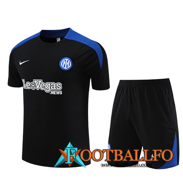 Camiseta Entrenamiento + Cortos Inter Milan Ninos Negro/Azul 2023/2024