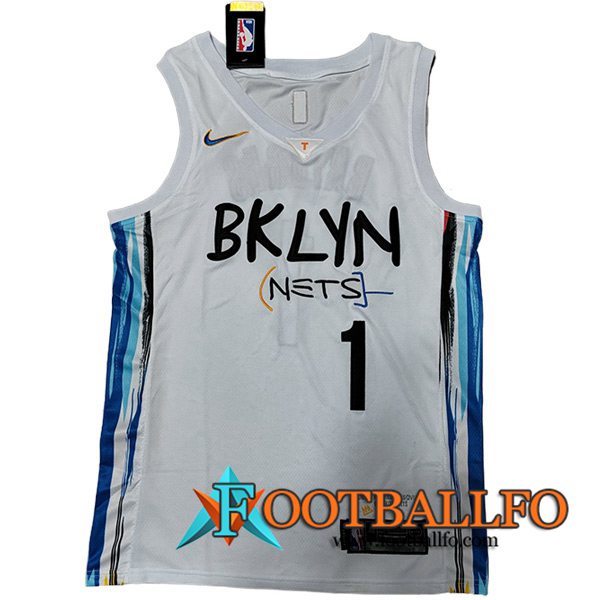 Camisetas Brooklyn Nets (Rosa #1) 2023/24 Blanco