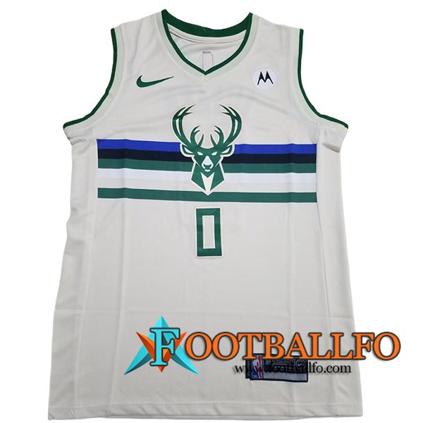 Camisetas Milwaukee Bucks (LILLARD #0) 2023/24 Blanco/Verde -02
