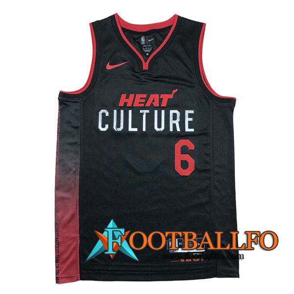 Camisetas Miami Heat (JAMES #6) 2023/24 Negro/Rojo