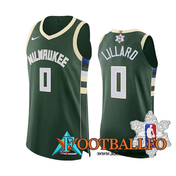 Camisetas Milwaukee Bucks (LILLARD #0) 2023/24 Verde/Blanco -02