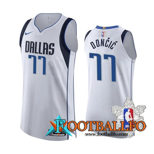 Camisetas Dallas Mavericks (DONCIC #77) 2023/24 Blanco/Azul