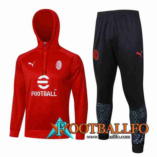 Chaqueta Con Capucha Chandal AC Milan Rojo/Blanco 2023/2024
