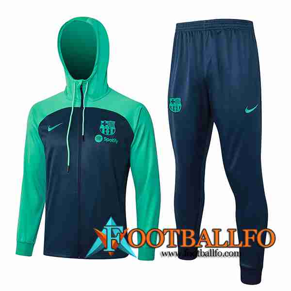 Chaqueta Con Capucha Chandal Rompevientos Chaqueta FC Barcelona Azul/Verde 2023/2024