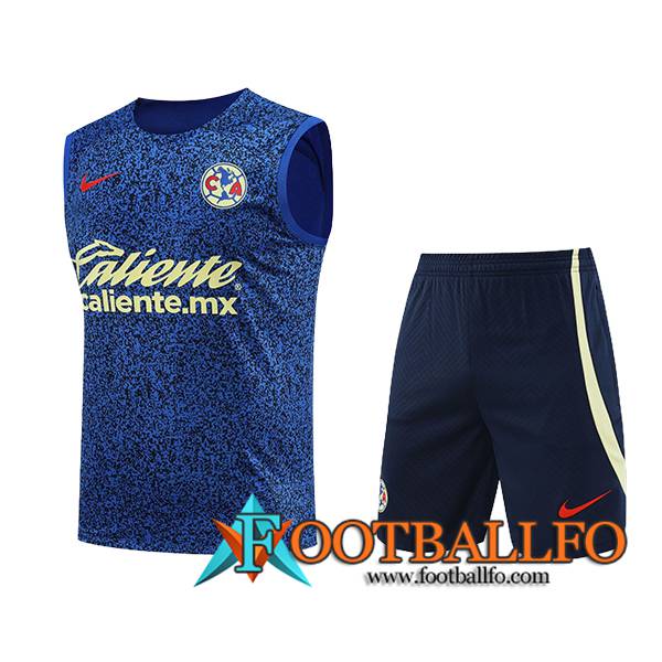 Camiseta Entrenamiento sin mangas + Cortos Club America Azul/Negro/Verde 2024/2025