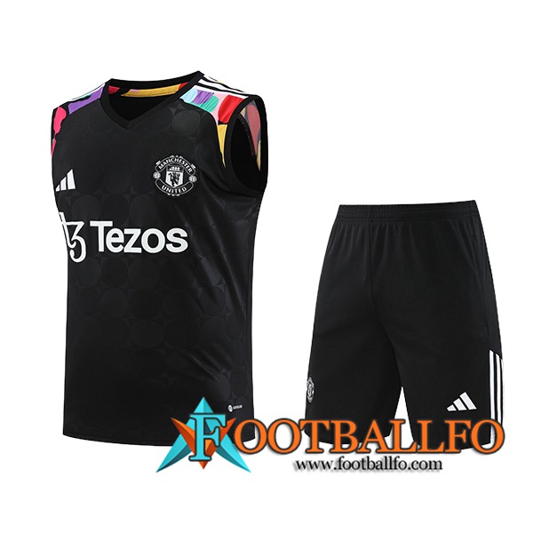 Camiseta Entrenamiento sin mangas + Cortos Manchester United Negro 2024/2025 -06