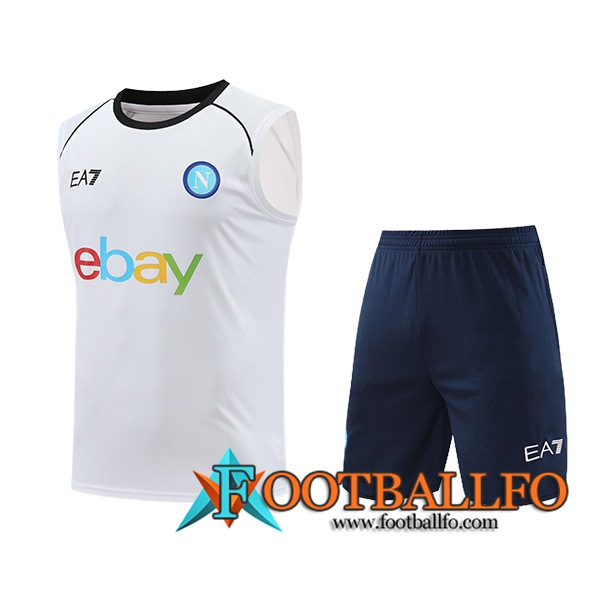 Camiseta Entrenamiento sin mangas + Cortos SSC Napoli Blanco/Azul 2024/2025