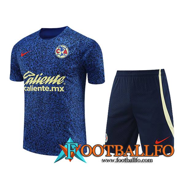 Camiseta Entrenamiento + Cortos Club America Azul/Negro/Verde 2024/2025