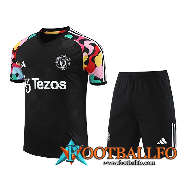 Camiseta Entrenamiento + Cortos Manchester United Negro 2024/2025 -05