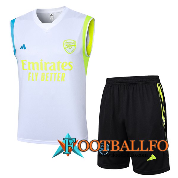 Camiseta Entrenamiento sin mangas + Cortos Arsenal Blanco/Negro 2024/2025