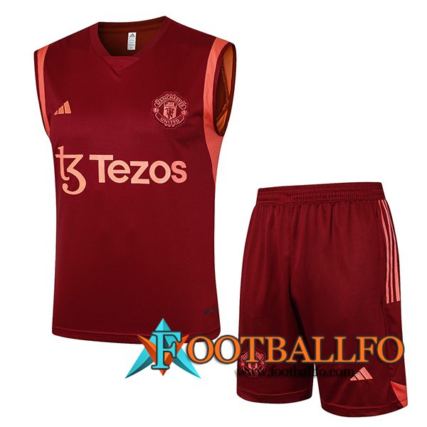 Camiseta Entrenamiento sin mangas + Cortos Manchester United Rojo 2024/2025 -03