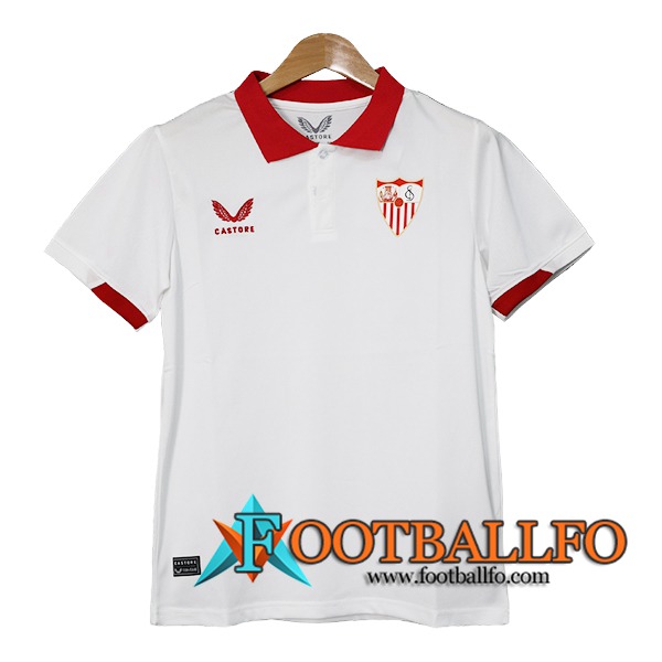 Camiseta Polo Seville Blanco/Rojo 2023/2024