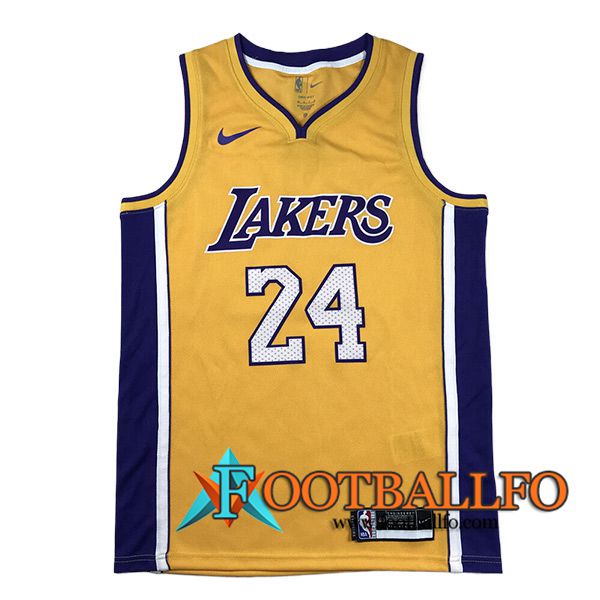Camisetas Los Angeles Lakers (BRYANT #24) 2024/25 Amarillo/Violeta