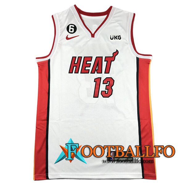 Camisetas Miami Heat (ADEBAYO #13) 2024/25 Blanco/Rojo
