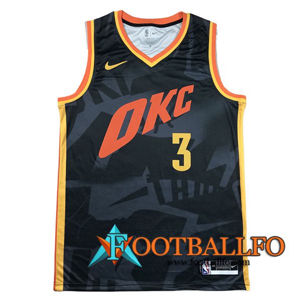 Camisetas Oklahoma City Thunder (GIDDEY #3) 2024/25 Negro/Rojo/Amarillo