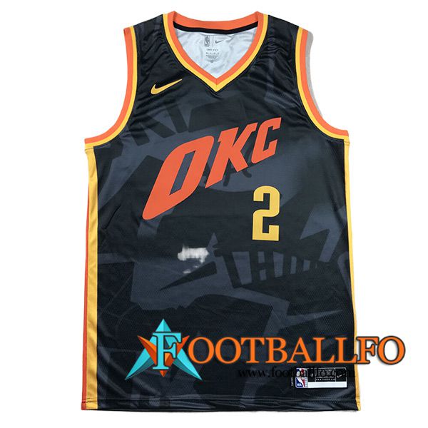 Camisetas Oklahoma City Thunder (GILGEOUS-ALEXANDER #2) 2024/25 Negro/Rojo/Amarillo