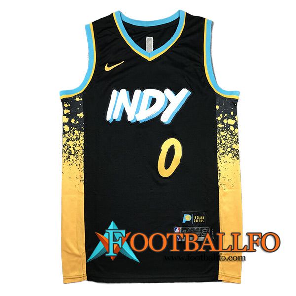 Camisetas Indiana Pacers (HALIBURTON #0) 2024/25 Negro/Amarillo