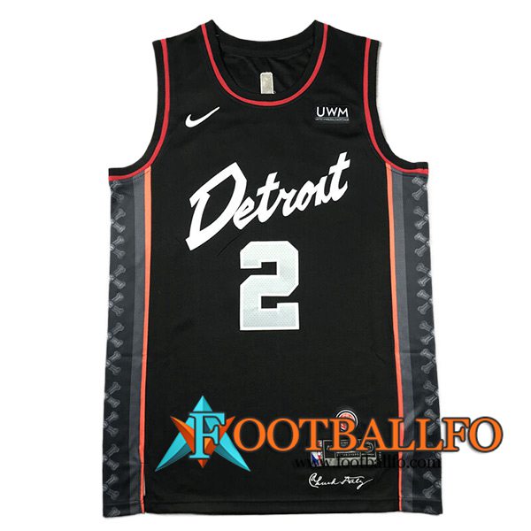 Camisetas Detroit Pistons (CUNNINGHAM #2) 2024/25 Negro/Blanco/Naranja