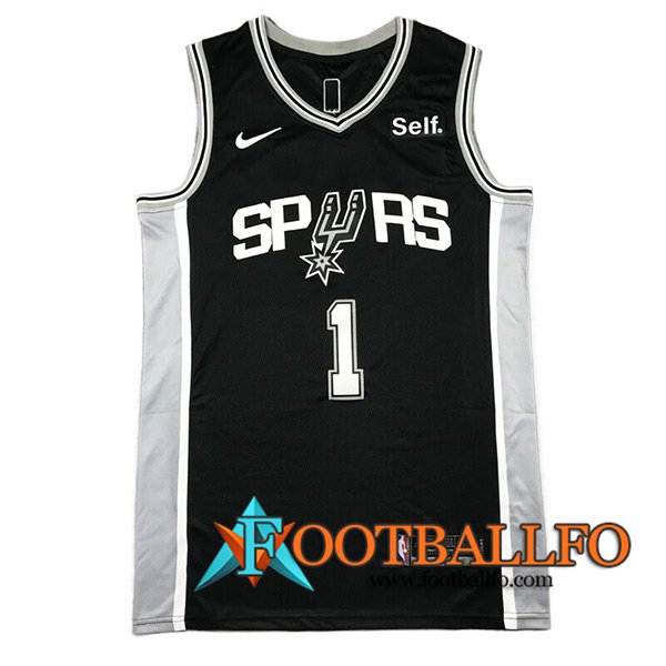 Camisetas San Antonio Spurs (WEMBANYAMA #1) 2024/25 Negro/Gris/Blanco