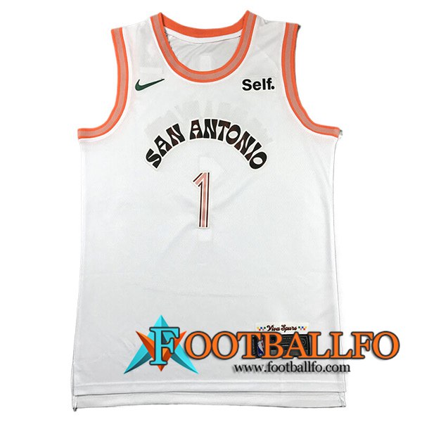 Camisetas San Antonio Spurs (WEMBANYAMA #1) 2024/25 Blanco/Naranja