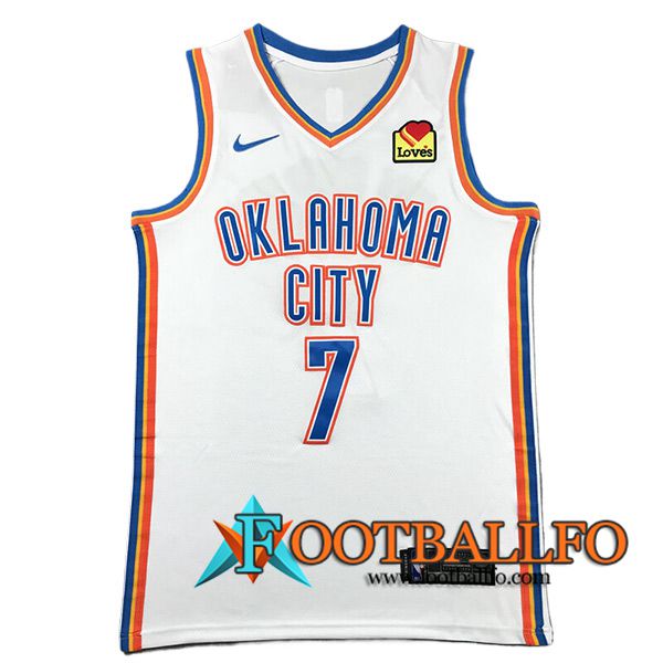 Camisetas Oklahoma City Thunder (HOLMGREN #7) 2024/25 Blanco/Azul/Naranja