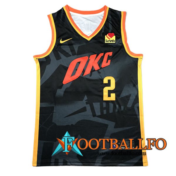 Camisetas Oklahoma City Thunder (GILGEOUS-ALEXANDER #2) 2024/25 Negro/Gris/Amarillo/Naranja