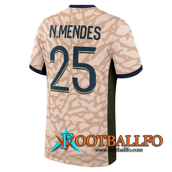 Camisetas De Futbol PSG (N.MENDES #25) 2023/2024 Fourth