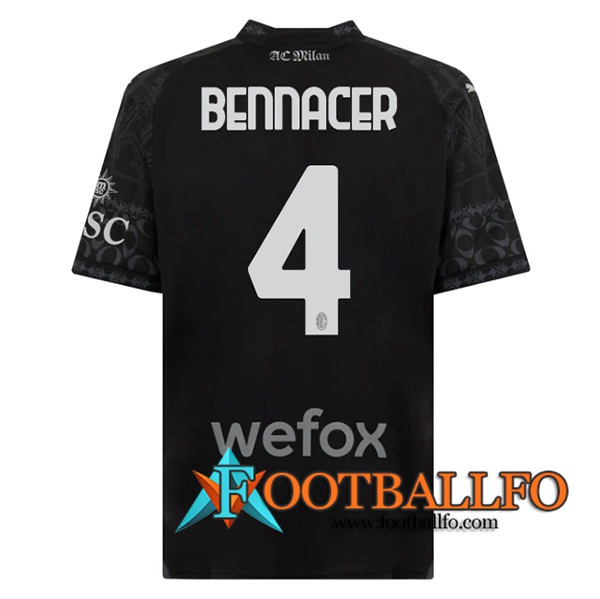Camisetas De Futbol AC Milan (BENNACER #4) 2023/2024 Fourth Negro