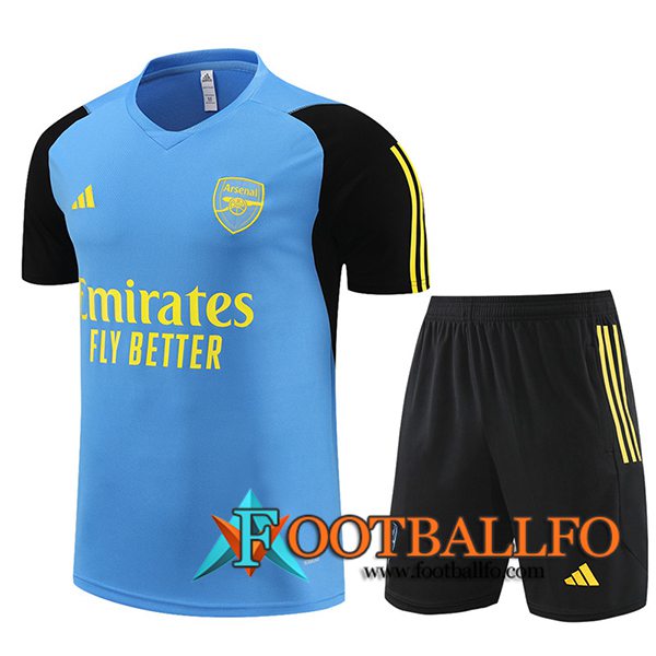 Camiseta Entrenamiento + Cortos Arsenal Azul/Negro/Amarillo 2024/2025