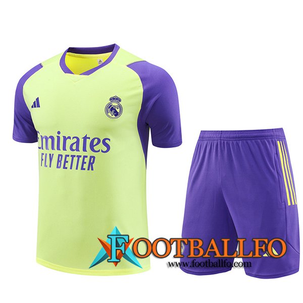 Camiseta Entrenamiento + Cortos Real Madrid Amarillo/Violeta 2024/2025