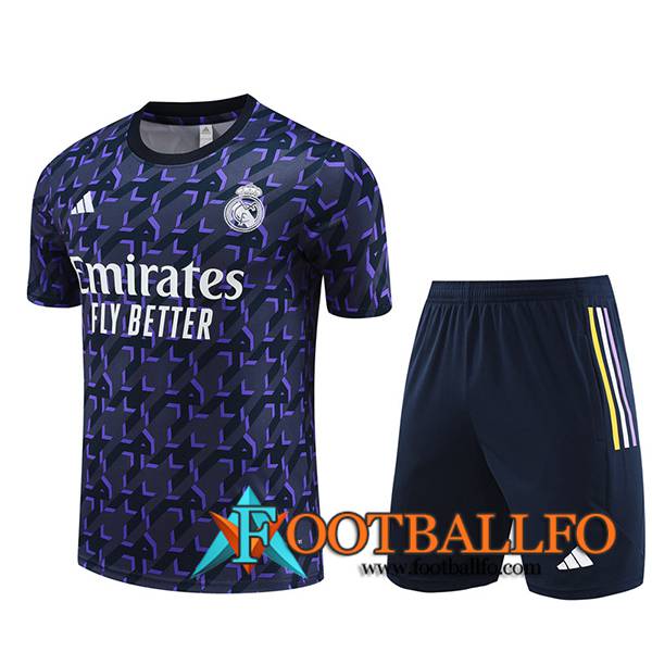 Camiseta Entrenamiento + Cortos Real Madrid Violeta/Negro 2024/2025