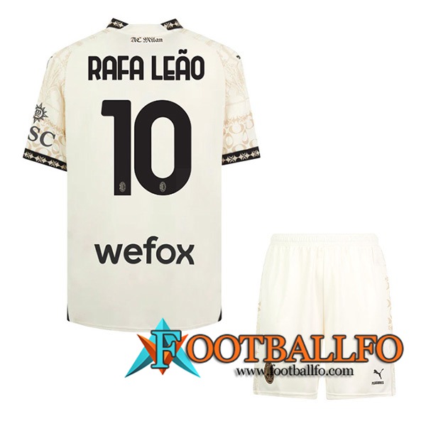 Camisetas De Futbol Atalanta (RAFAEL LEÃO #10) Ninos 2023/2024 Fourth Blanco