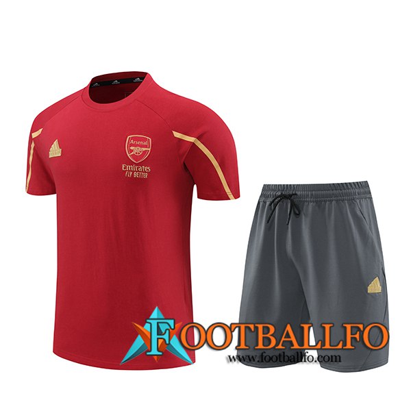 Camiseta Entrenamiento + Cortos Arsenal Rojo/Amarillo/Gris 2024/2025