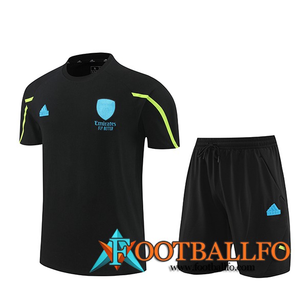Camiseta Entrenamiento + Cortos Arsenal Negro/Azul/Verde 2024/2025