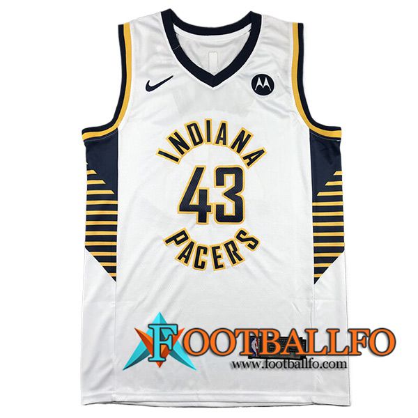 Camisetas NBA Indiana Pacers (SIAKAM #43) 2024/25 Blanco/Negro/Amarillo