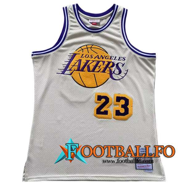 Camisetas NBA Los Angeles Lakers (JAMES #23) 2024/25 Beige/Violeta/Amarillo